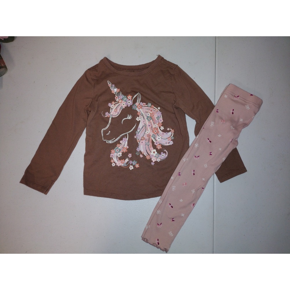 Garanimals Unicorn Shirt & Carters Butterfly Leggings Set Toddler‎ Girls Size 3T